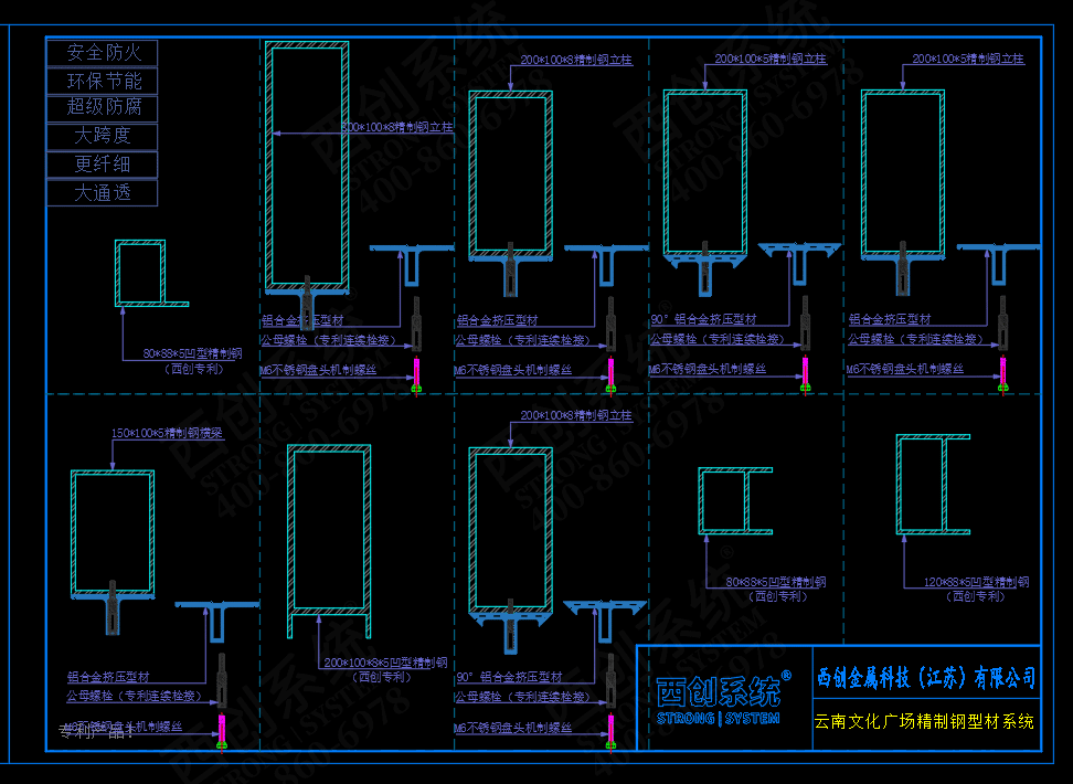云南文化廣場精制鋼型材幕墻系統(tǒng)圖紙深化案例 - 西創(chuàng)系統(tǒng)(圖4)