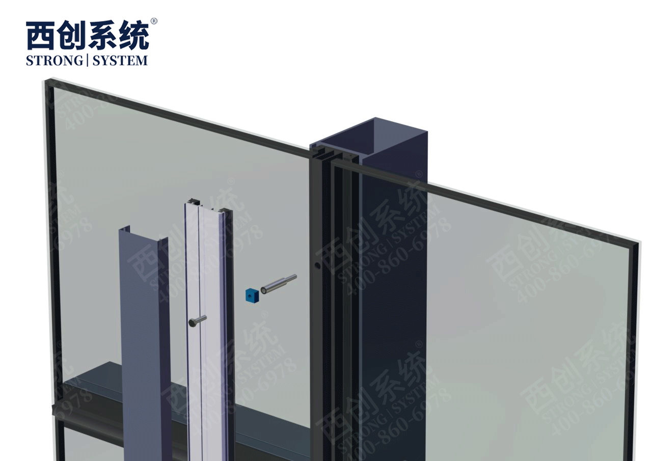 140mm×90mm×4mm×8mm江蘇蘇州項目對稱等壁厚凹型直角鋼玻璃幕墻系統(tǒng)——西創(chuàng)系統(tǒng)(圖8)